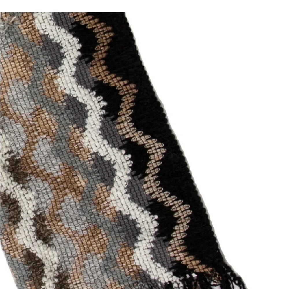 Missoni Signature Zigzag Knit Fringe Scarf Neutral Multicolor Made in Italy - Picture 2 of 6